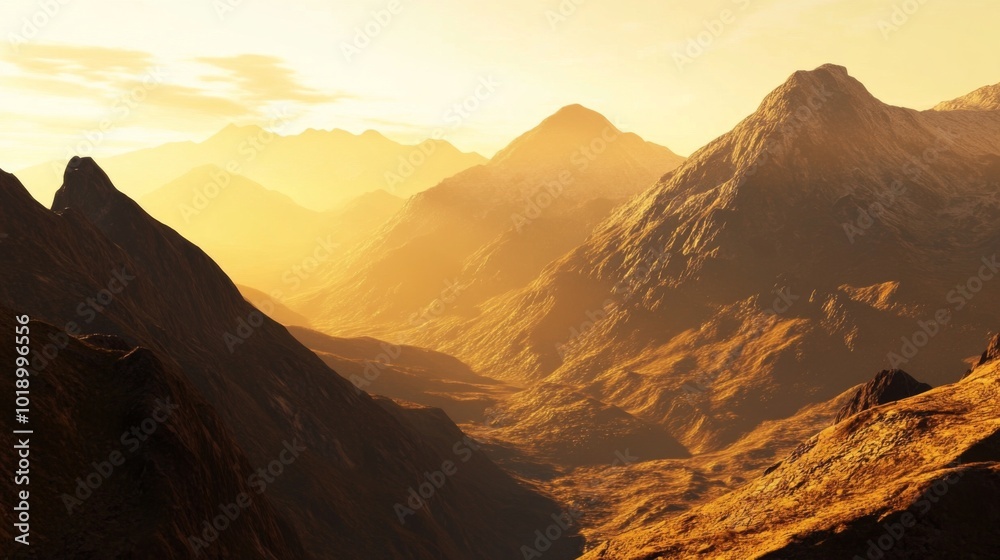 Serene Mountain Landscape at Sunset Serene Mountain Landscape at Sunset