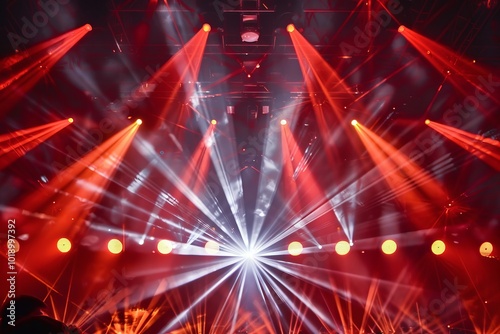 a dynamic scene of a concert with spectacular stage lighting