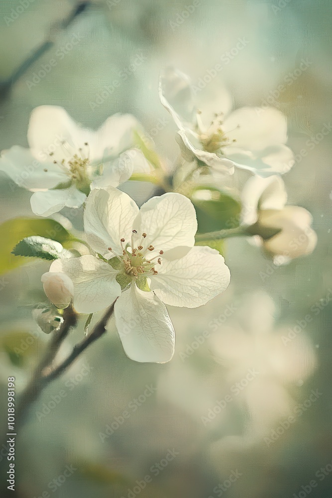 Soft-focus on delicate apple blossoms in bloom, offering an artistic and serene vibe. Soft-focus on delicate apple blossoms in bloom, offering an artistic and serene vibe.