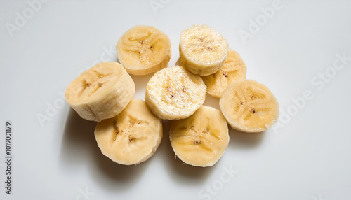 banana slices, isolated on a clean white background