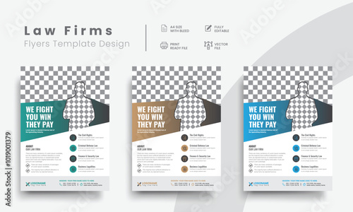 Professional law firm flyer for lawyer brand identity promotion. Modern lawyer flyer or attorney flyer with law brand marketing layout. Vol - 23