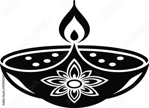 Diwali lamp silhouette editable vector design