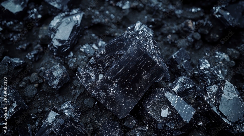 Macro photography of pyrite crystals on a dark background Macro photography of pyrite crystals on a dark background