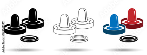 Air hockey icon. Air hockey icon on a white background, isolated. The icon has three uses in applications and websites. Vector illustration. Air hockey icon on a white background.