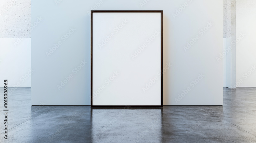 Large Blank Poster Frame in Minimalist Setting with Soft Shadow and Natural Light Large Blank Poster Frame in Minimalist Setting with Soft Shadow and Natural Light