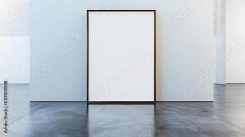 Large Blank Poster Frame in Minimalist Setting with Soft Shadow and Natural Light