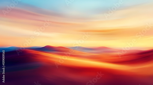 Impressionist desert with blurred dunes dynamic light and a vibrant textured sky. Impressionist Sky. Illustration