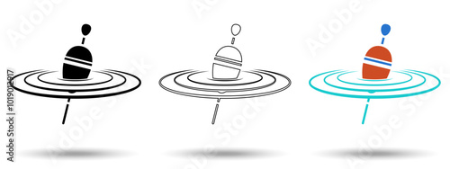 Bobber icon. Bobber icon on a white background, isolated. The icon has three uses in applications and websites. Vector illustration. Bobber icon on a white background.
