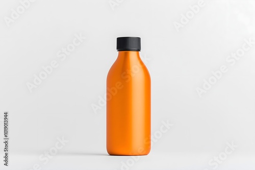 A Sport Drink Bottle, the Bottle is Made of Orange Stainless Steel, Sport Drink Bottle Mockup, Sport Flask Mockup, White Label Product Mockup