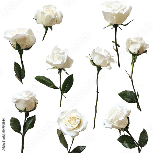 white rose  isolated on transparent background Generative AI