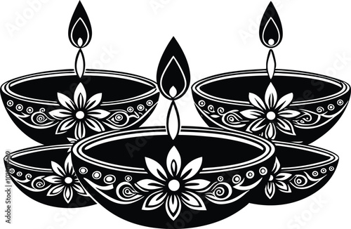 Diwali lamp silhouette editable vector design