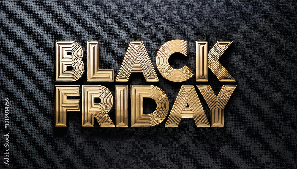 Obraz premium black friday gold striped 3d text design