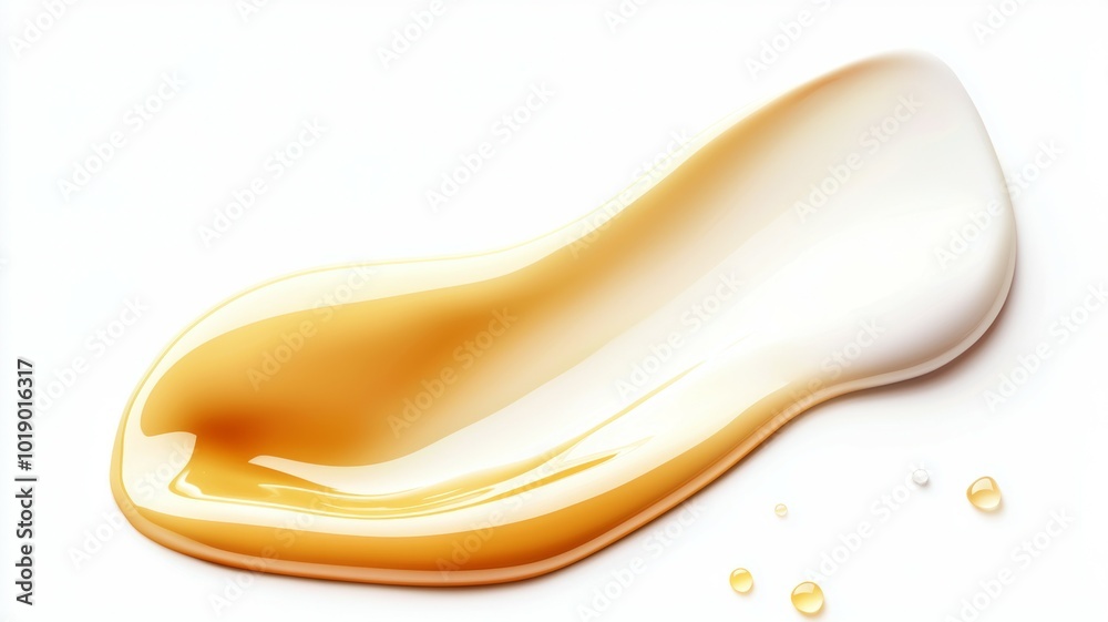 A glossy swirl of creamy caramel and white dessert topping on a clean surface A glossy swirl of creamy caramel and white dessert topping on a clean surface