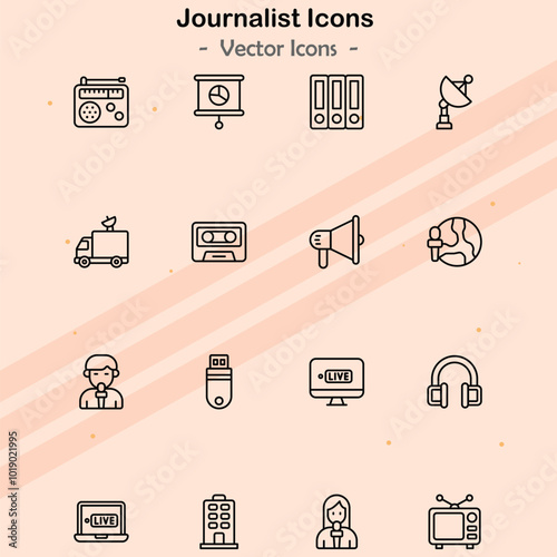 Icons showcasing additional aspects of journalism and media.