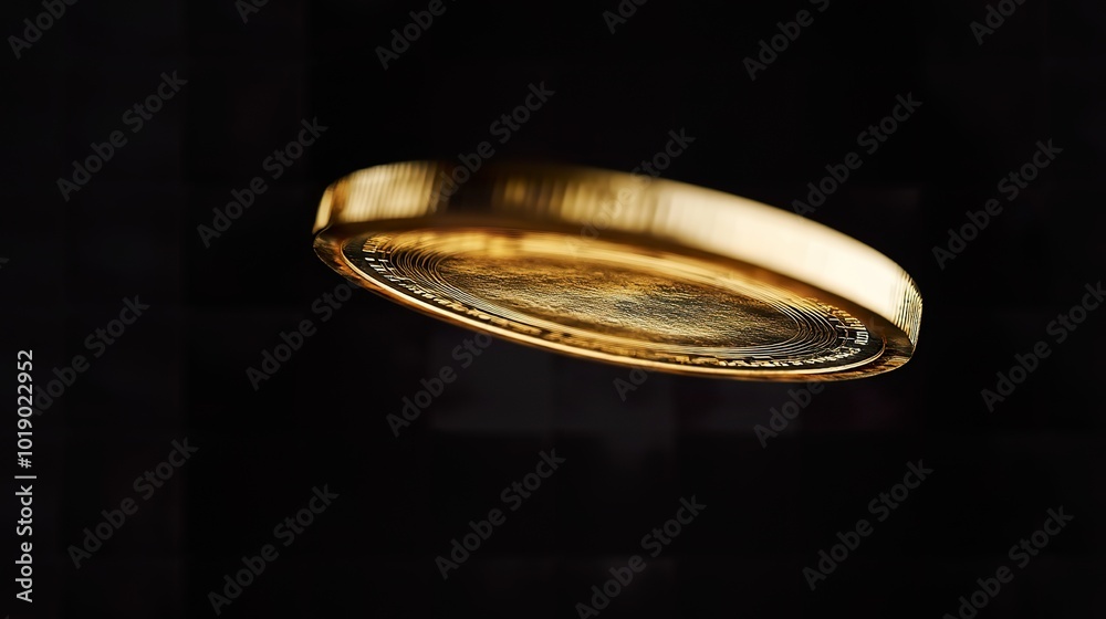 A dynamic image of a gold coin flipping through the air. A dynamic image of a gold coin flipping through the air.