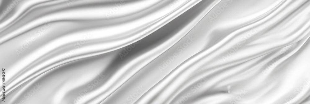 Naklejka premium A smooth, shiny, abstract silvery background with wavy patterns.