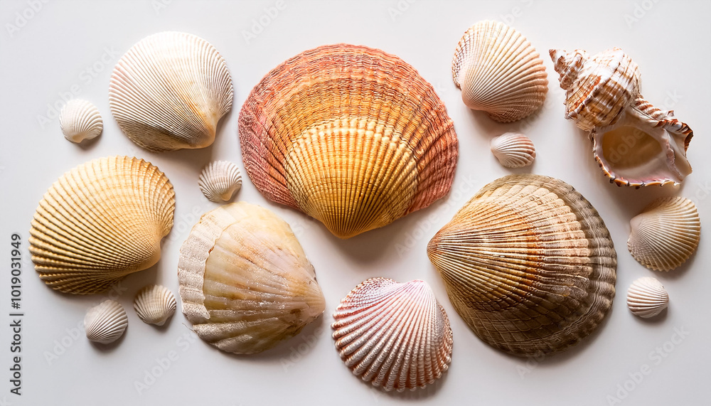 sea shells, isolated on a clean white background sea shells, isolated on a clean white background