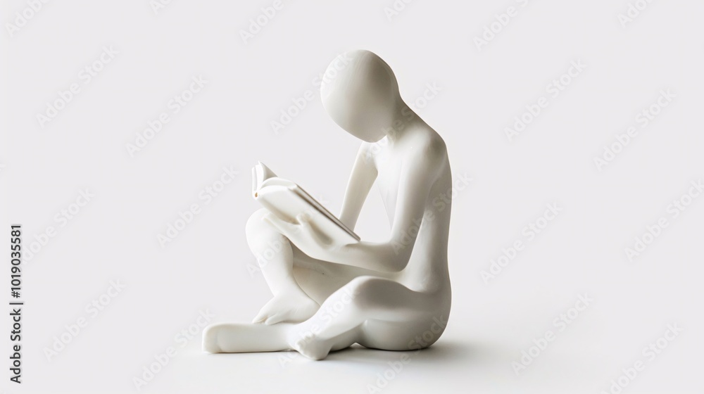 White Sculpture of a Person Reading a Book White Sculpture of a Person Reading a Book