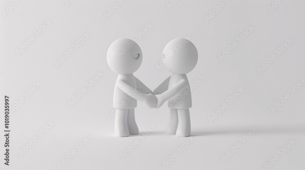 Two Figures Holding Hands: A Minimalist Depiction of Human Connection Two Figures Holding Hands: A Minimalist Depiction of Human Connection