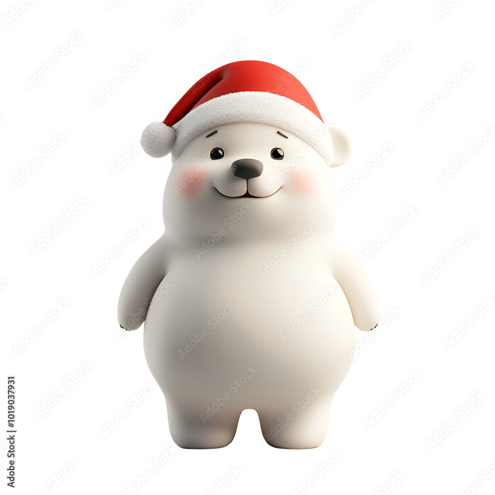 Cute and happy polar bear wearing a Santa Claus hat, 3D render Christmas character illustration cartoon, Isolated on Transparent Background, PNG Cute and happy polar bear wearing a Santa Claus hat, 3D render Christmas character illustration cartoon, Isolated on Transparent Background, PNG