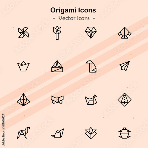 Icons illustrating additional aspects of origami and paper folding.