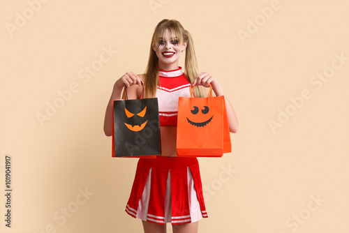 Young woman dressed for Hal...