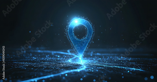 Creative glowing blue digital geolocation background design. 3D Rendering design