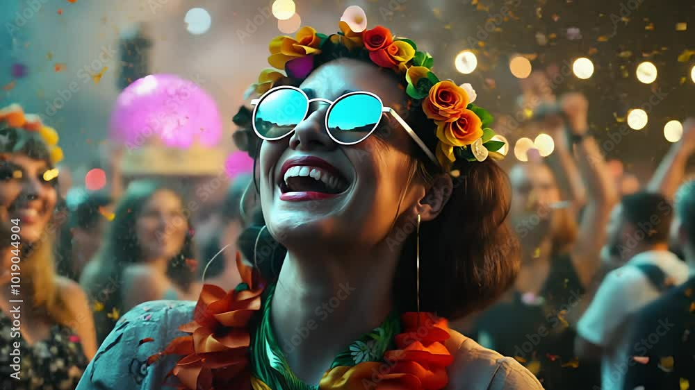 Beautiful young woman having fun at music festival. Created with Generative AI Beautiful young woman having fun at music festival. Created with Generative AI