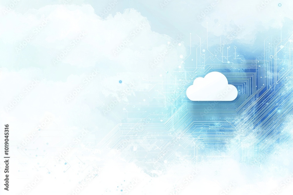 3D rendered abstract cloud computing network system illustration with ...