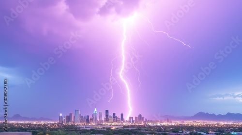 Mesmerizing lightning storm over cityscape - long exposure capture