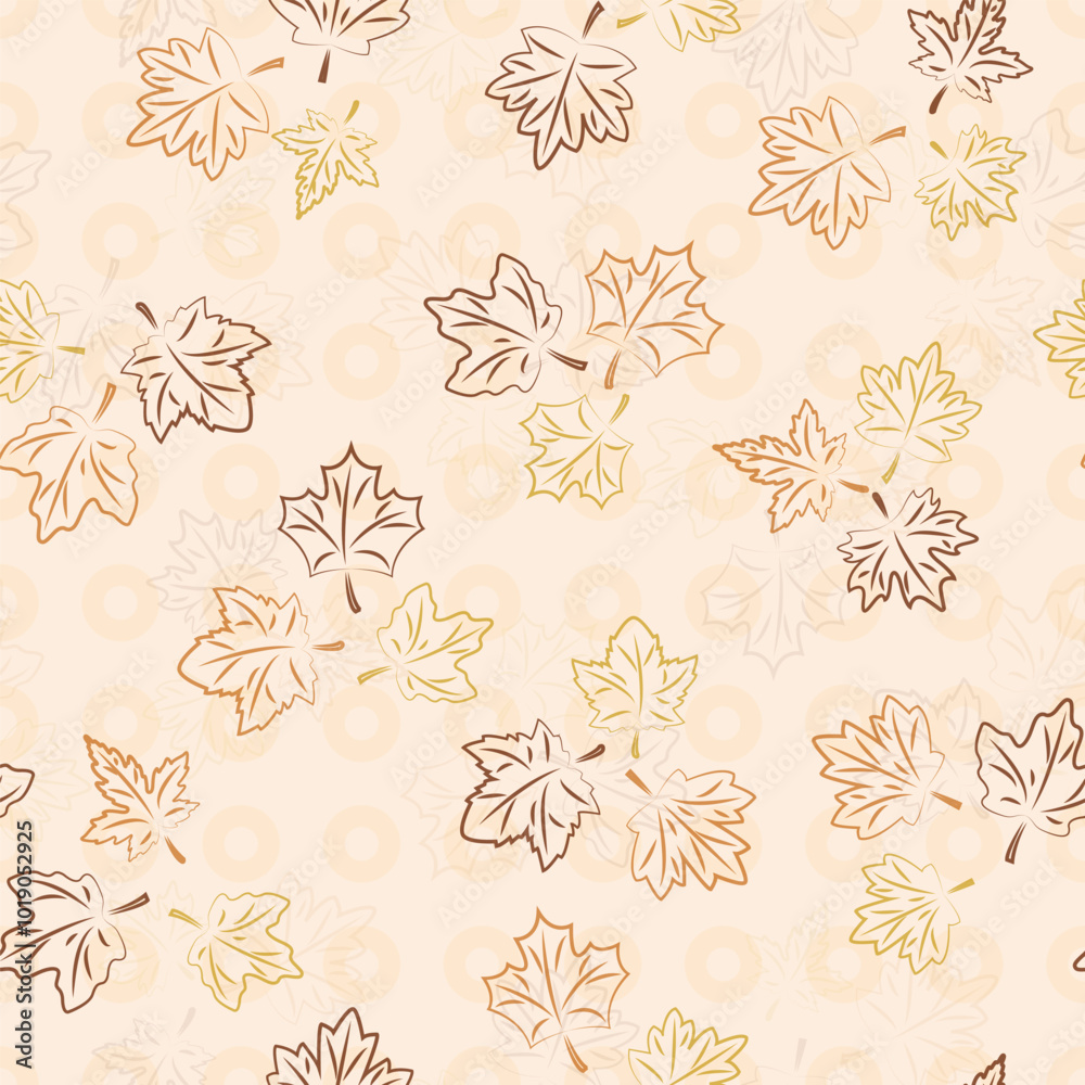 leaves scattered on a light. seamless pattern. The contours of fallen autumn leaves on a beige background.Eps 10 leaves scattered on a light. seamless pattern. The contours of fallen autumn leaves on a beige background.Eps 10