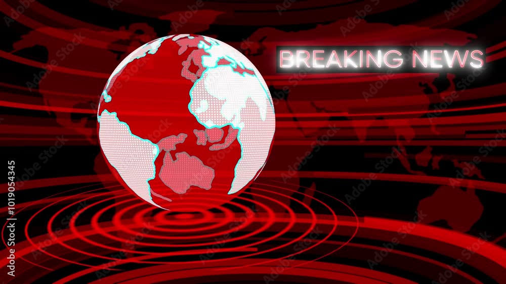international news background animation. Digital world news background animation, Blue color 3d rotated earth technology news animated.