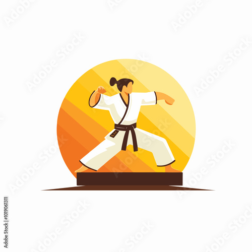 Martial arts concept illustration on white background. Karate.