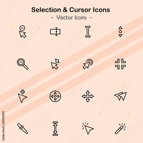 Icons illustrating additional aspects of selection and cursor functionalities.