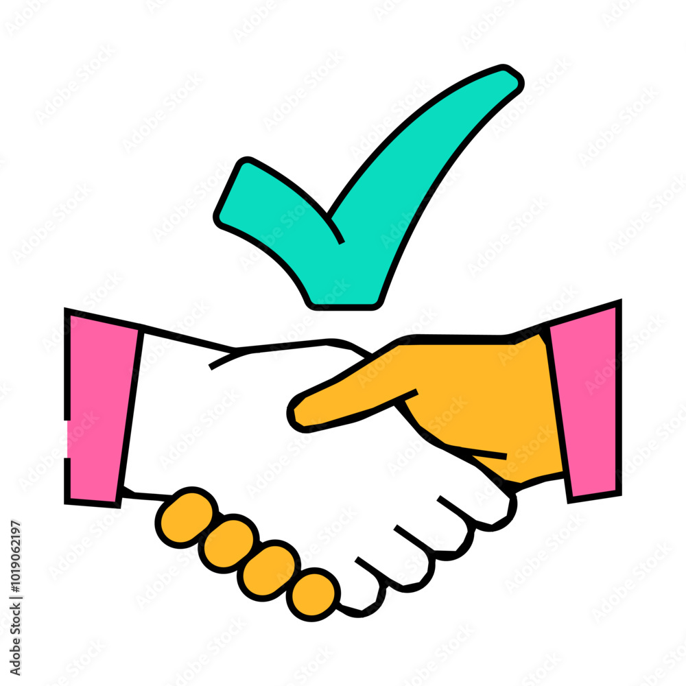 handshake check mark line icon vector. handshake check mark sign ...