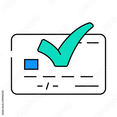 credit card green check line icon vector. credit card green check sign. isolated symbol illustration