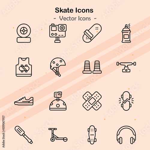 Icons showcasing additional aspects of skate culture and activities.