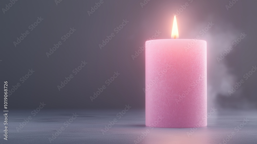 Tranquil pink wax candle on smooth surface for calming decor and serenity Tranquil pink wax candle on smooth surface for calming decor and serenity