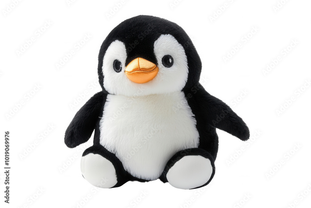 Obraz premium Cute plush penguin toy, transparent background