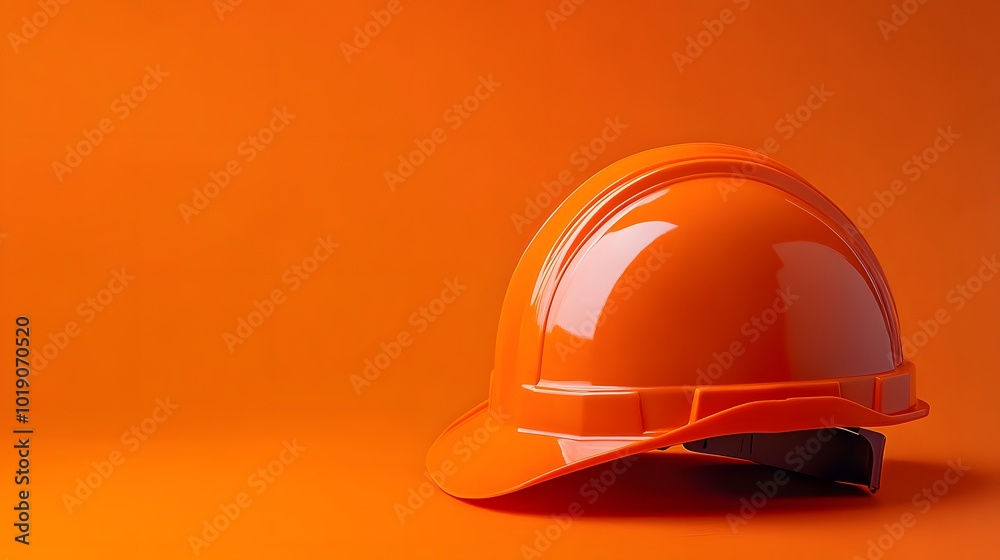 Photo of a construction helmet on an orange background Photo of a construction helmet on an orange background