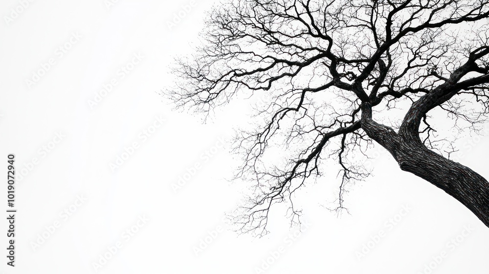 Fototapeta premium A black and white image of a leafless tree