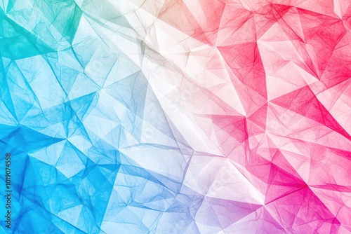 Colorful abstract background with crumpled paper effect in blue, white, and red tones.