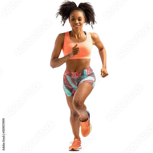 People jogging pose white background photo