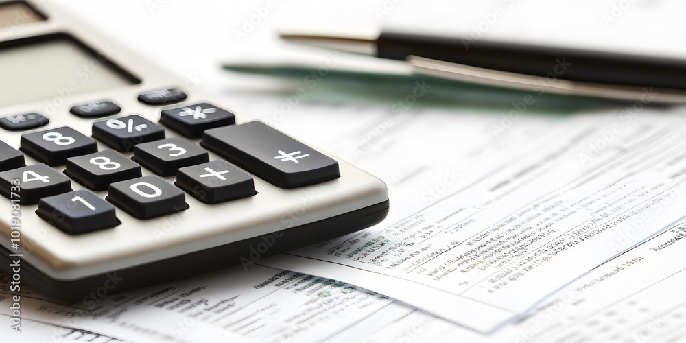 A close-up of a calculator and financial documents, symbolizing careful planning. Financial planning.
A close-up of a calculator and financial documents, symbolizing careful planning. Financial planning.