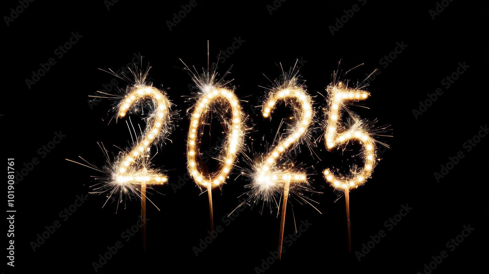 2025 New Year Celebration with Sparkler Numbers. 2025 New Year Celebration with Sparkler Numbers.
