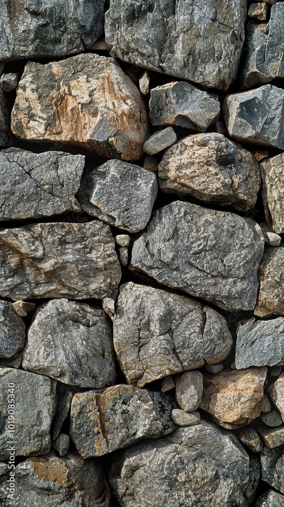 Close-up view of a stone wall showcasing a natural barrier constructed from tightly packed rocks Close-up view of a stone wall showcasing a natural barrier constructed from tightly packed rocks