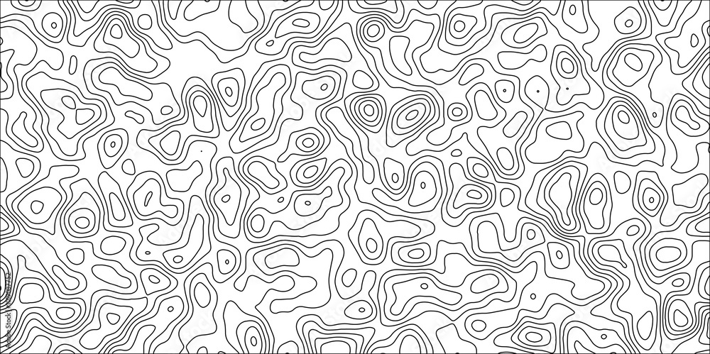 Abstract black & white topographic Contour Scheme and Terrain on old paper. Geographic mountain terrain. Contour map background. Cartographic Weave with seamless striped patterns and wavy Lines Abstract black & white topographic Contour Scheme and Terrain on old paper. Geographic mountain terrain. Contour map background. Cartographic Weave with seamless striped patterns and wavy Lines