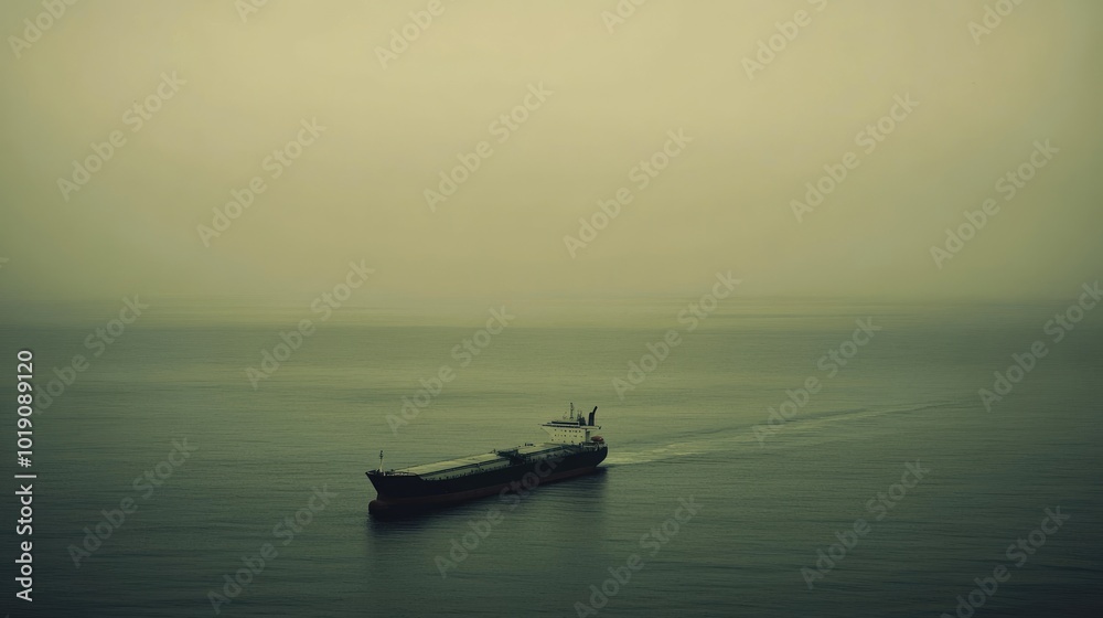 Mystical Cargo Ship on Calm Waters at Dusk Mystical Cargo Ship on Calm Waters at Dusk