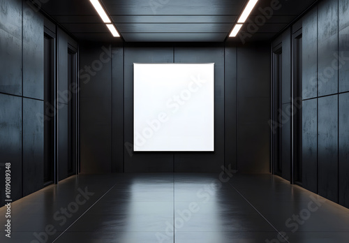 Futuristic Room with Large Blank Screen Display design