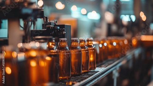 Bottling Process in Modern Production Facility